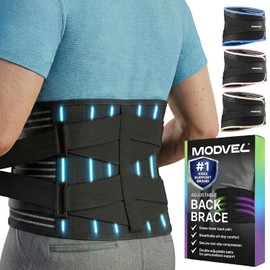 MODVEL Back Brace for Lower Back Pain Women and Men – Lumbar Support Belt for Sciatica, Herniated Disc, Muscle Strain – Adjustable Breathable Work Brace with 6 Stays – Support for Posture