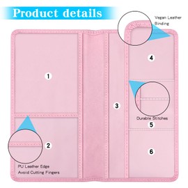 Mulixis Bling Car Registration and Insurance Holder Crystal Rhinestone Car Paperwork Organizer for Women Diamond Id Card Holder（Long Bling Pink）