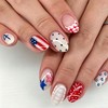 4th Of July Press On Nails Short Almond Fake Nail