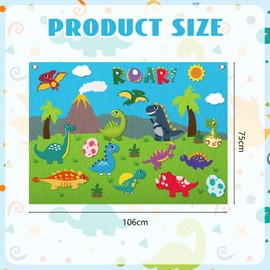HONMOK Felt Boards Children, Motor Skills Toy, Dinosaur Theme, Montessori Educational Toy, Sorting Game from 3 Years, Motor Skills Wall, Early Education for Toddlers, Nursery Children's Gift