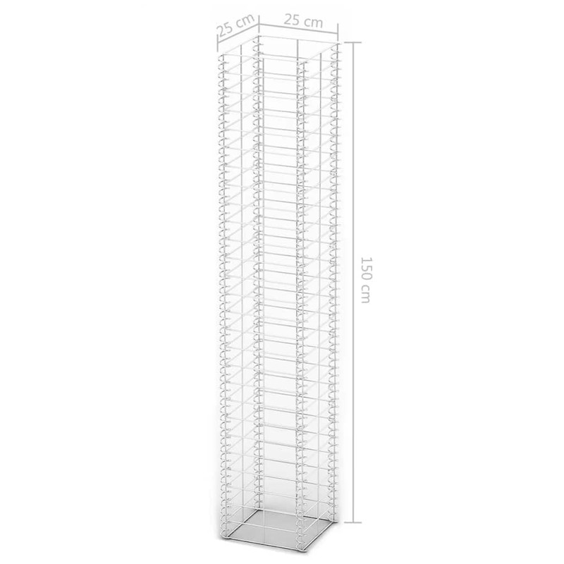 vidaXL Gabion Set 3 pcs Galvanized Wire 9.8"x9.8"x59"