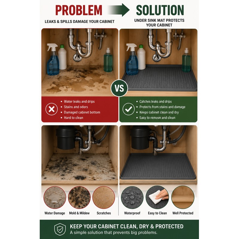 Silicone Under Sink Mat for Cabinet Protection – 34 ×