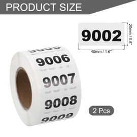 uxcell 2 Roll Inventory Number Sticker, 9001-10000 Consecutive Numbered Labels Self Adhesive Waterproof Labels Tag for Storage Classification Supplies (1.6x0.8 Inch)