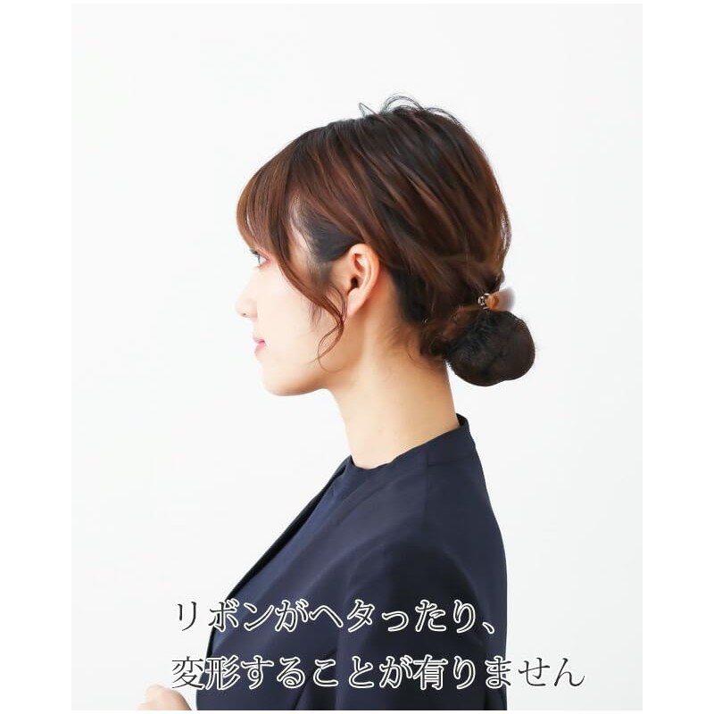 Koeido Barrette with Chignon Net, Simple Ribbon, Brown