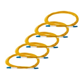 trueCABLE LC to LC OS2 Fiber Patch Cable, 5m (16.40ft), UPC Polish, 200GB Singlemode (SM) Simplex 9/125um, Riser Rated (OFNR) UL Listed, 5 Pack, Yellow