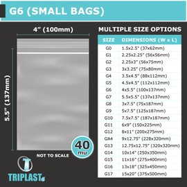 Triplast Grip Seal Clear Plastic Bags - Pick Qty & Size: 100 x G6 (4x5.5") - Resealable Multipurpose Small Plastic Bags for Souvenirs, Accessories & Jewellery