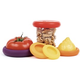 Food Huggers 5pc Reusable Silicone Food Savers | BPA Free & Dishwasher Safe | Fruit & Vegetable Produce Storage for Onion, Tomato, Lemon, Banana, Cans & More | Round, Autumn Harvest