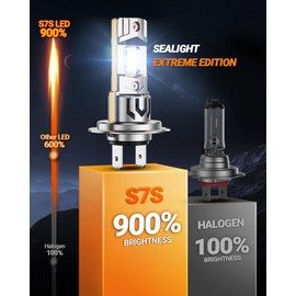 SEALIGHT H7 Bulb For Fog/ATV, 65000LM 65W 2025 New Modle, 6500K Eye-protected, Wireless Non-polarity 1:1 Size Easy Installation, 10 Years Lifespan, 2 Pack