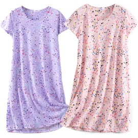 BERDITH 2 Pack Nighties for Women Nightdress Ladies Cotton Blend Nightie Soft Night Dress Womens T Shirt Nightdresses Summer Plus Size Nightwear Sleep & Lounge UK 26-28 Pink Mum Mummy