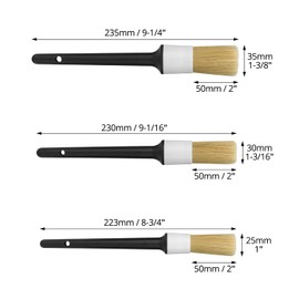QWORK® 3 Sizes Car Cleaning Set by Brush - Ultrasoft Detail Brush for Interior Fittings, Rims, Alloy Wheels, Engine Compartment - Boar Bristles & Plastic Handle