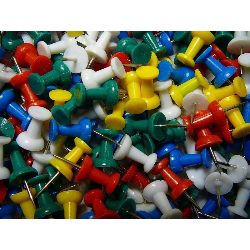 100 Drawing Push Pins for Cork Notice Board, Coloured Push