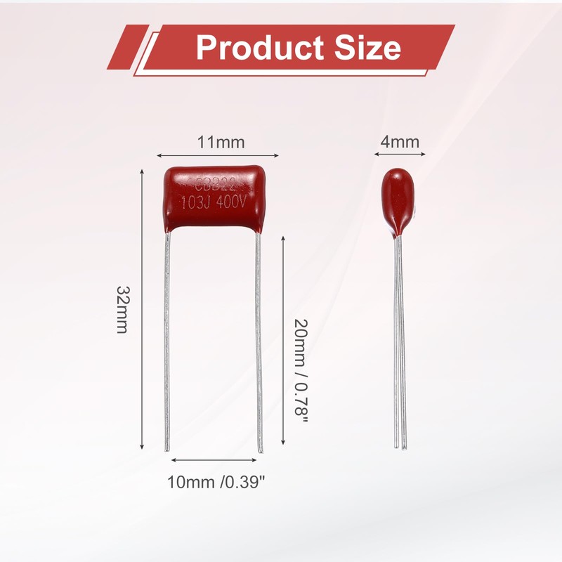 uxcell 20Pcs CBB22 400V 103J 5% Tolerance Through Hole Metallized