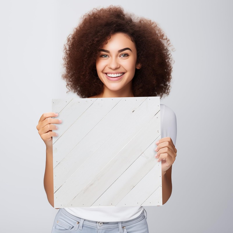 Hampton Art Plank Diagonal 12" X 12" White, Wood Plaque,