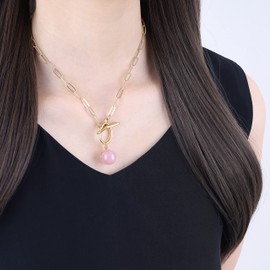 COAI Women's Necklace with Gemstone Pendant, Stone, smokey quartz