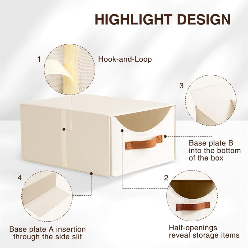 Homsorout Stackable Storage Drawers - Collapsible Storage Bins with Drawers,