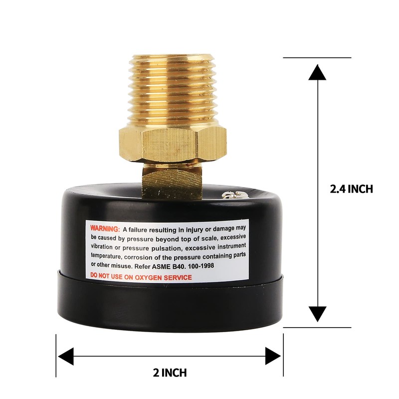 Measureman 2" Well Pump Pressure Gauge, 0-200psi/bar, 1/4" NPT Male
