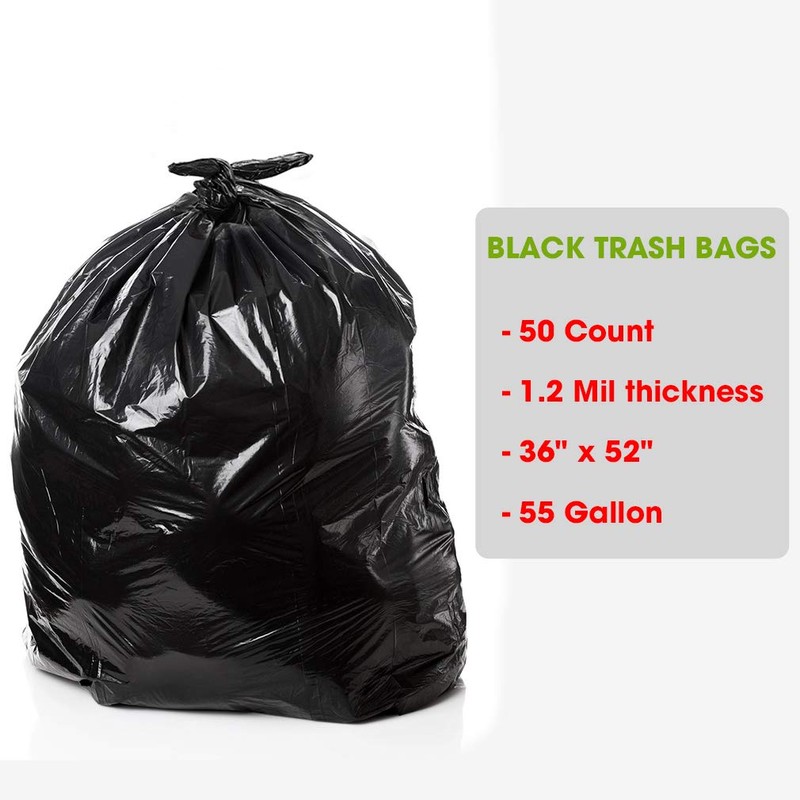 Dualplex 55 Gallon Black Trash Bags 1.2 Mil Garbage Bag