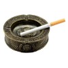 Egyptian Hieroglyphs Ankh Dual Cobra Winged Scarab Ashtray Figurine 4"Diameter