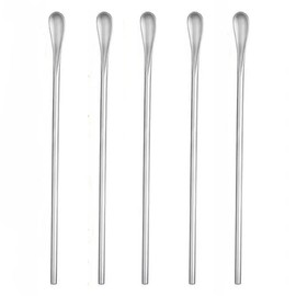 Muddler Long Spoon, Set of 5, Ice Spoon, Total Length 8.7 inches (22 cm), 18-8 Stainless Steel, Long Spoon, Silver, Parfait Spoon, Bar Spoon