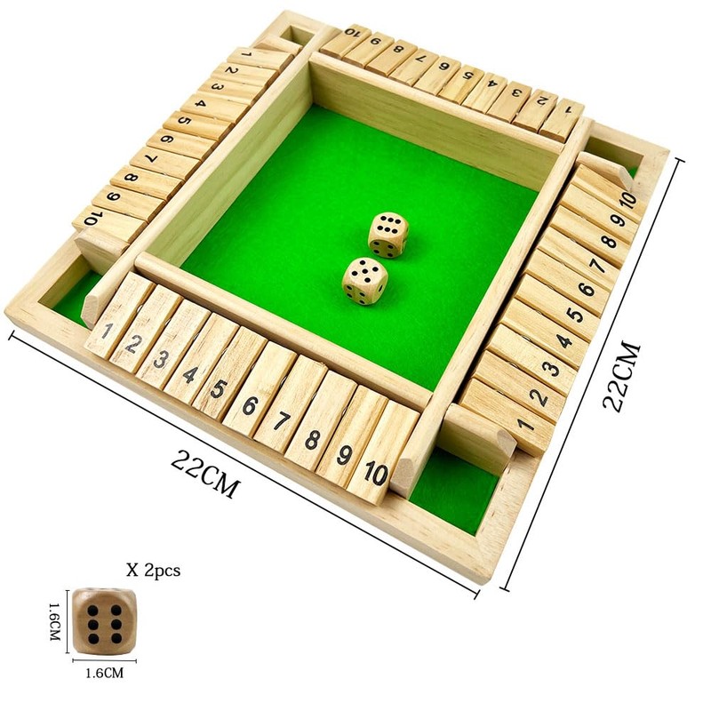 EACHHAHA Shut The Box 4 Player Classic Folding Board Game