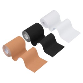 PATIKIL 5.5 Yard x 4 inch Kinesiology Tape, 3 Roll Adhesive Cotton Sports Muscle Support Tapes Waterproof Elastic Tape for Knee Ankle Wrist Shoulder, White/Black/Light Orange