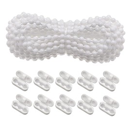 Roller Blind Chain, 10 Metres White Pearl Chain Replacement Part, Blind Chain Replacement Chain, with 10 Pieces Chain Connectors, Continuous Chain for Repair Roller Blind, Blinds, Vertical Blinds