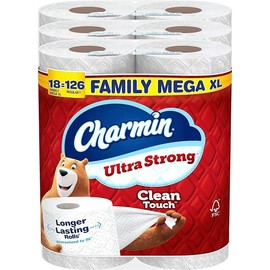 Toilet Paper Ultra Strong Clean Touch, 18 Family Mega XL Rolls = 126 Regular Rolls - Color: 385 sheet (pack of 18)
