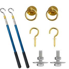 VOVCIG 2 PCS Ladder Pull Down System Kit, Attic Pull Down Hook, Telescopic Extension Pole, Extension Length 15-60 Inches