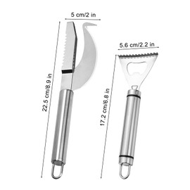 Klyuqoz Fish Scaler Remover Pack of 4 Fish Scale Knife Stainless Steel 3-in-1 Fish Descaler Tool, Improved Version Fish Peeler Open Belly and Dig Out Fish Cleaner Tool Kitchen Accessory