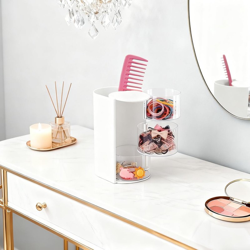 3-Layer Hair Accessories Organizer with Hair Brush Holder