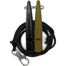 ACME Dog Whistle No. 211.5 with Whistle Band | Double Pack | 2 Whistles Including 2 Bands | Ideal for Recall - Loud and Far-reaching (Black + Olive Drap)