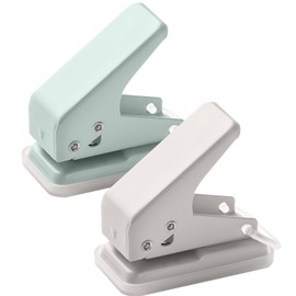 2 Pack Mini Single Hole Punch, 6mm 1/4 Inch Circle Holes 10 Sheet Punch Capacity Tiny Portable Hole Puncher for Paper Chipboard Index Cards Card Stock and Art Project (Gray & Blue)