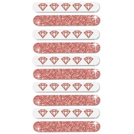 Nail File Party Favors - Set of 10 Rose Gold Sparkle Diamond Icon Nail Files - Bulk Items for Gift Bag Fillers for Women - Emery Board(10 Dia) RG