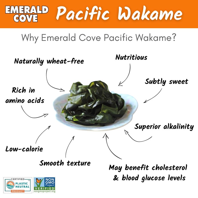 Emerald Cove Ready-to-Use Pacific Wakame, Premium Dried Seaweed, Non-GMO, Gluten