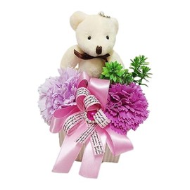 Q-FLA 799679 Soap Flower Bath Salt, Bear, Arrangement, Carnation, Purple, Gift