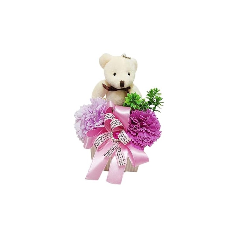Q-FLA 799679 Soap Flower Bath Salt, Bear, Arrangement, Carnation, Purple,