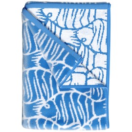 Great Bay Home 100% Cotton Oversized Beach Towel - 36" x 68" Pool Towels - Absorbent, Quick Dry, Ultra-Soft Large Towel (Blue/White Fish)