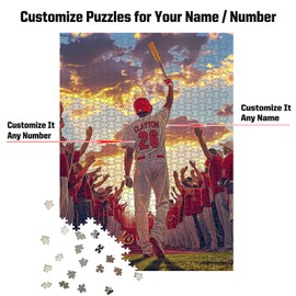 Becapeo Wooden Jigsaw Puzzles for Adults - Custom Name and Number on (St. Louis) Baseball Player Art Photo - 300 500 1000PCS Puzzles Game Home Wall Decor