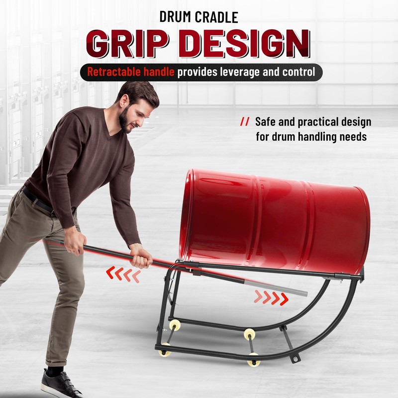 KUAFU 55 Gallon Drum Cradle 600lbs Drums Dolly Cart Drum