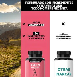 Multi Vitaminico Para Mujer Contiene Goji, Bilberry, Mangosta, Magnesio, Biotina, Calcio, Vitamina C, Acido Folico, Vitamina D3 + 24 Ingredientes Y Vitaminas - 150 Cápsulas