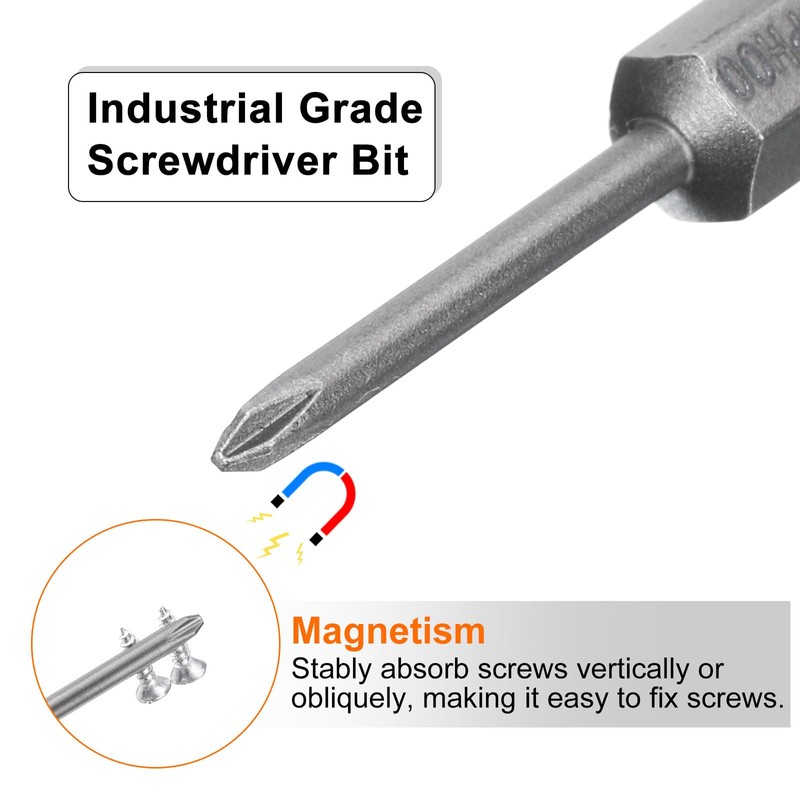 sourcing map 5pcs #00 Phillips Screwdriver Bit PH00 1/4" Hex