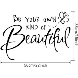 Inspirational Vinyl Wall Decals, Be Your Own Kind of Beautiful Quote Wall Sticker Wall Art Home Decor Wall Stickers for Living Room Bedroom Office Bathroom Girl Home Decoration (Butterfly)