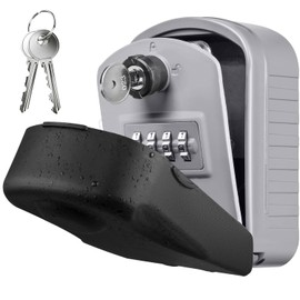 ENONEO Key Safe Key Safe with 4-Digit Combination Code with Waterproof Cover Large Key Box Key Box Wall Mounted Outdoor Indoor for Home, Car, Offices and Garages (Grey)