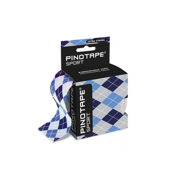 Pinotape Sport Tape - Blue Diamond - 5 cm x 5 m - Waterproof Kinesio Tape - Extra Strong Hold - Latex-Free - Very Good Skin Compatibility - 2 Tapes Each 5 Metres = 10 m
