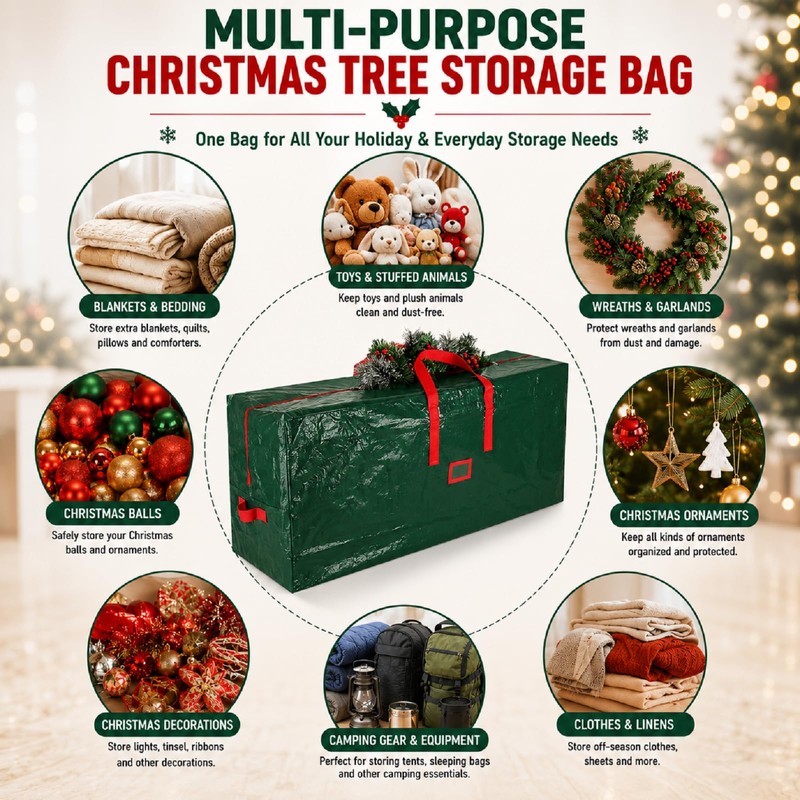 Hillylolly Christmas Tree Bag, Green Storage Bag for Christmas Tree,