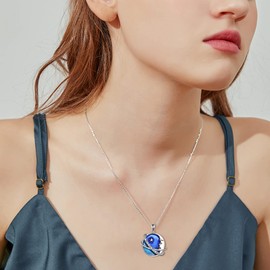 Earth Planet Chain 925 Sterling Silver Star Moon Galaxy Pendant Necklace Universe Planet Jewellery Gifts for Women Girls, Sterling Silver, Not known.