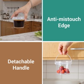 DEMORA Reusable Plastic Food Storage Containers with Airtight Lids, Heavy Duty Freezer & Microwave Storage Containers for Meal Prep, Lunch, Leftovers, Soup, Snacks, BPA Free (Clear, 10 oz, 4 Pack)