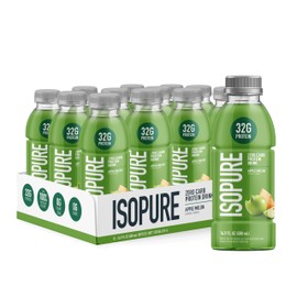 Isopure Zero Carb 32g Clear Protein Ready-to-Drink, Whey Protein Isolate, Apple Melon,12 Pack (Packaging May Vary)