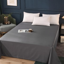 Flat Sheets 2 Pack - Hotel Quality Flat Bed Sheets - Brushed Microfiber - Ultra Soft & Breathable - Wrinkle-Free - Easy Care - Flat Sheets Only (Dark Gray, Twin-2Pack)