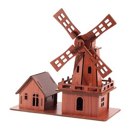 3D Wooden Puzzles Holland Windmill Model Kits for Adults, 8.3"×4.3"×9", 3D Jigsaw Puzzle, Brain Teaser Puzzles, Wooden Cottage Model Puzzle Desktop Decoration
